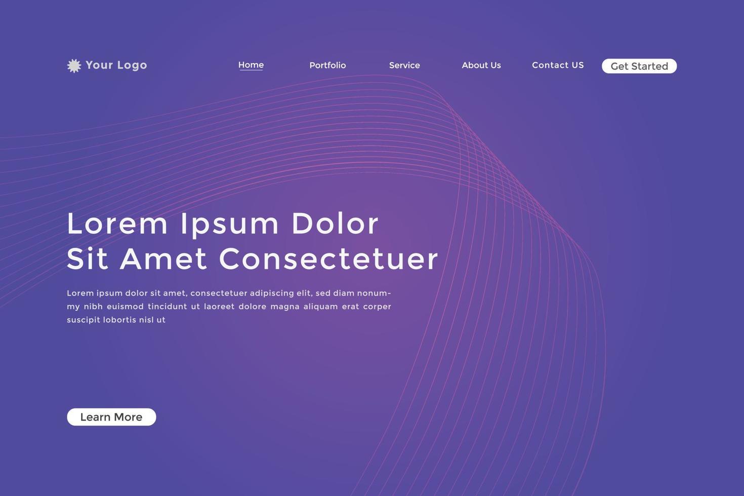 Abstract line wave radial gradient landing page. Modern colorful wavy line abstract landing page vector