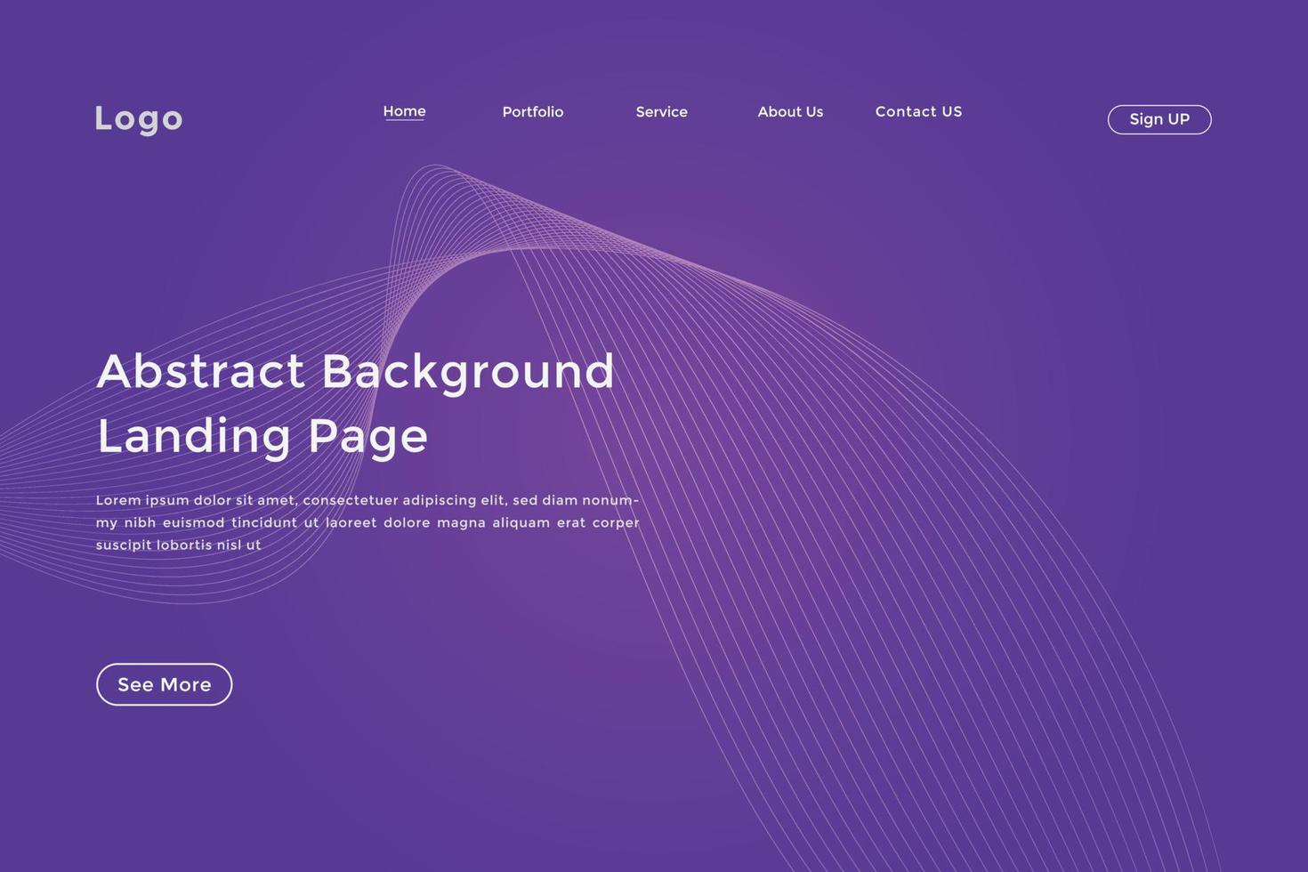 Abstract line wave gradient landing page. Modern colorful wavy line abstract landing page vector