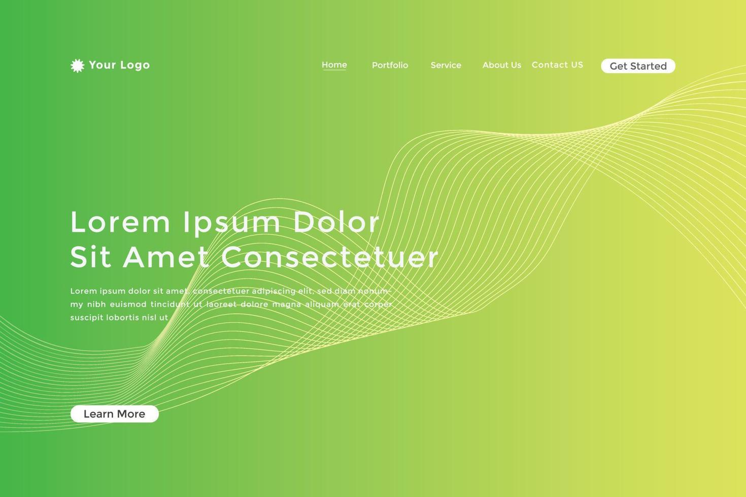 Abstract line wave gradient landing page. Modern colorful wavy line abstract landing page vector