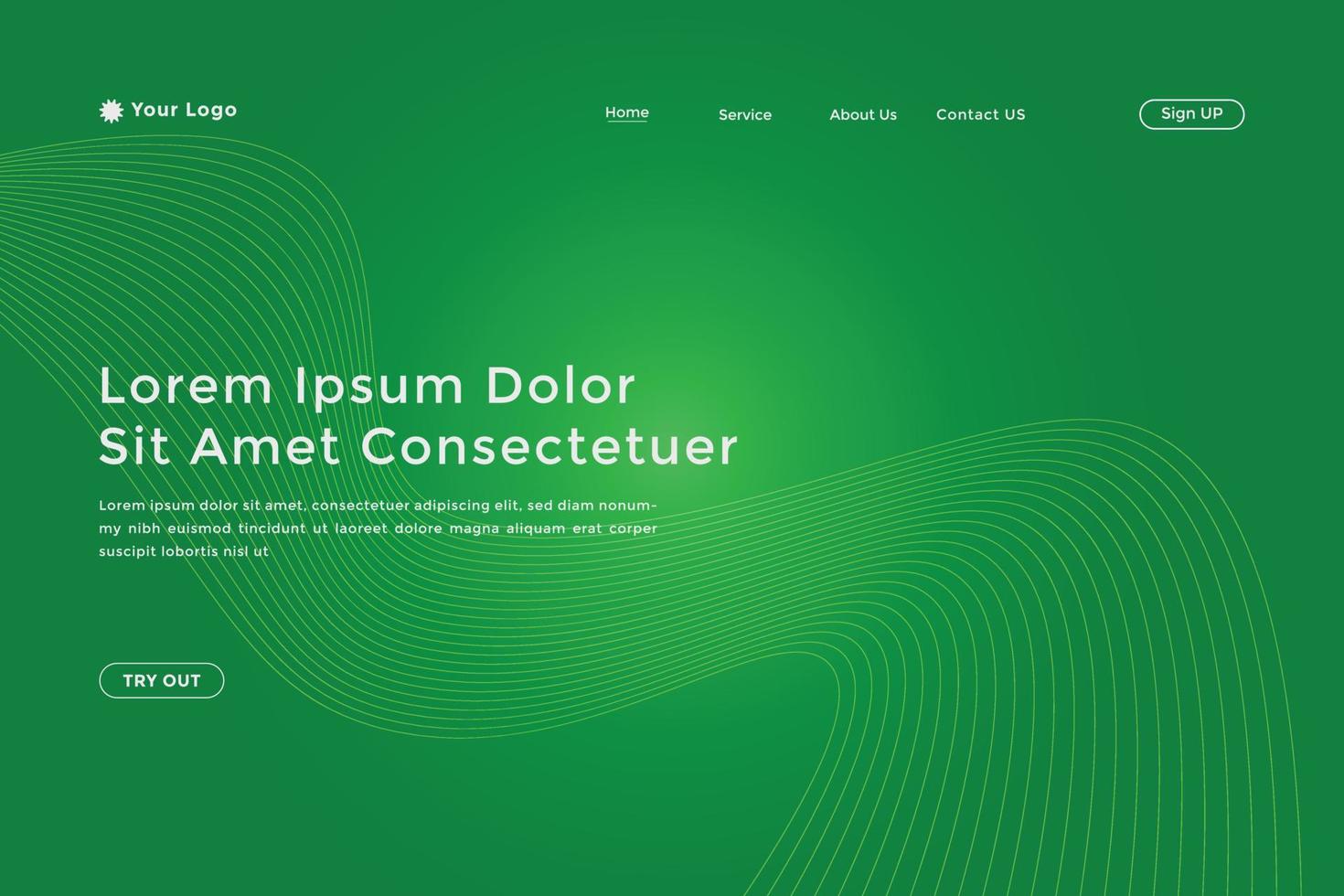 Abstract line wave radial gradient landing page. Modern colorful wavy line abstract landing page vector
