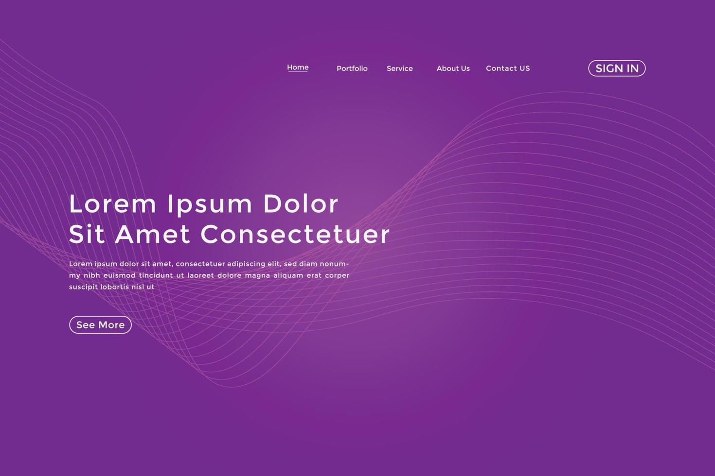 Abstract line wave radial gradient landing page. Modern colorful wavy line abstract landing page vector