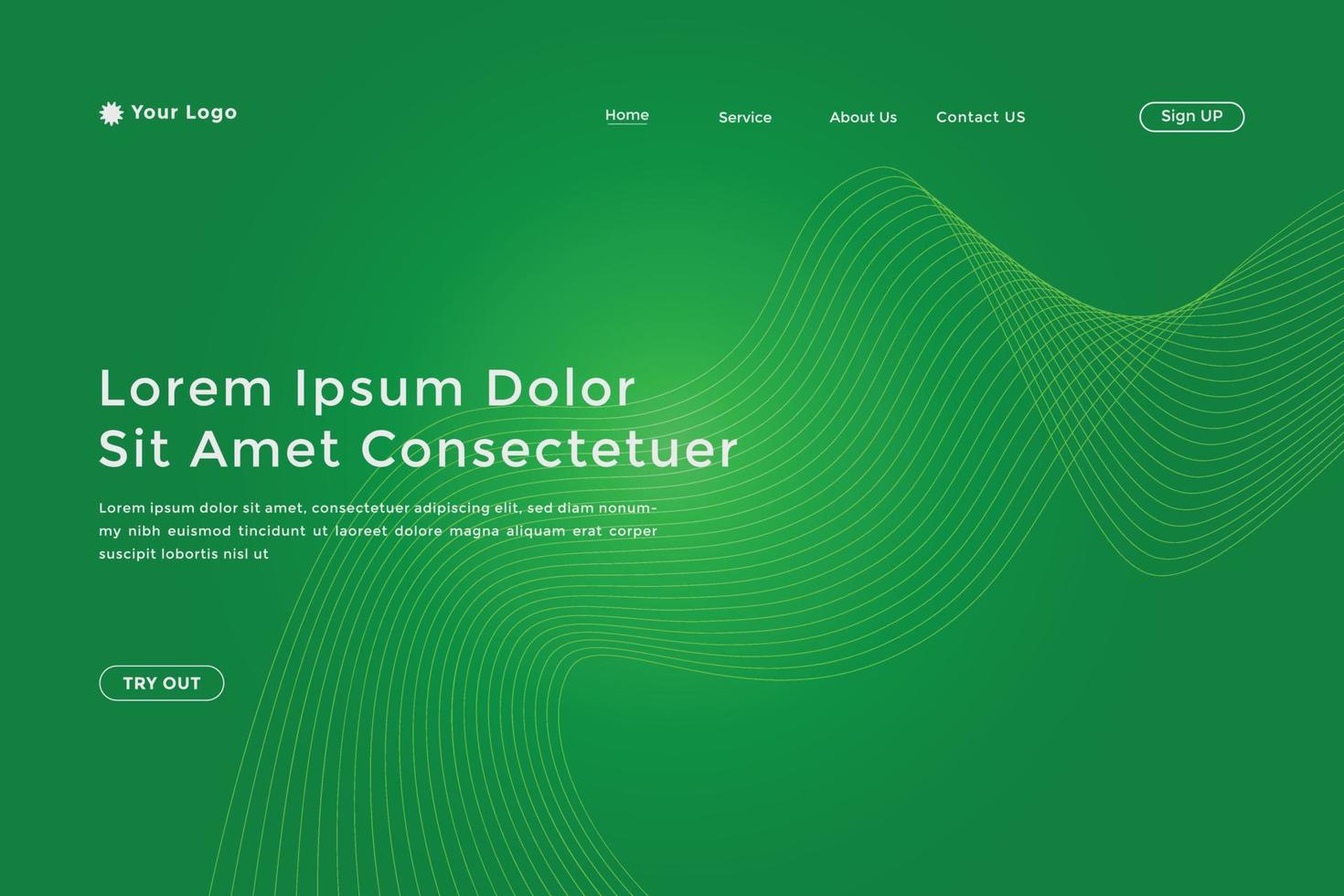 Abstract line wave radial gradient landing page. Modern colorful wavy line abstract landing page vector
