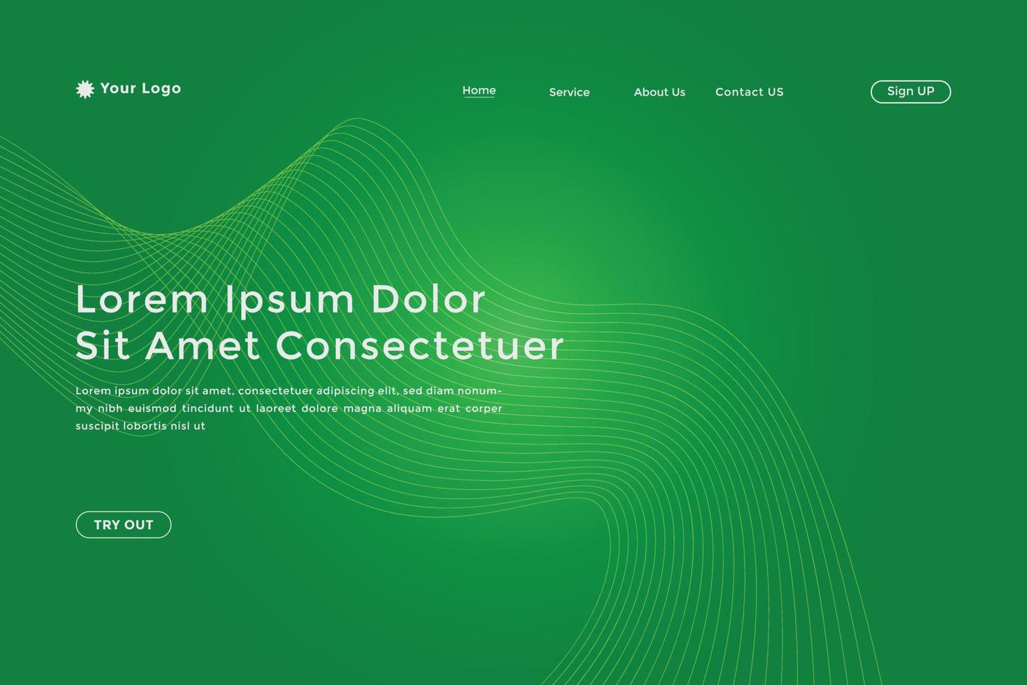 Abstract line wave radial gradient landing page. Modern colorful wavy line abstract landing page vector