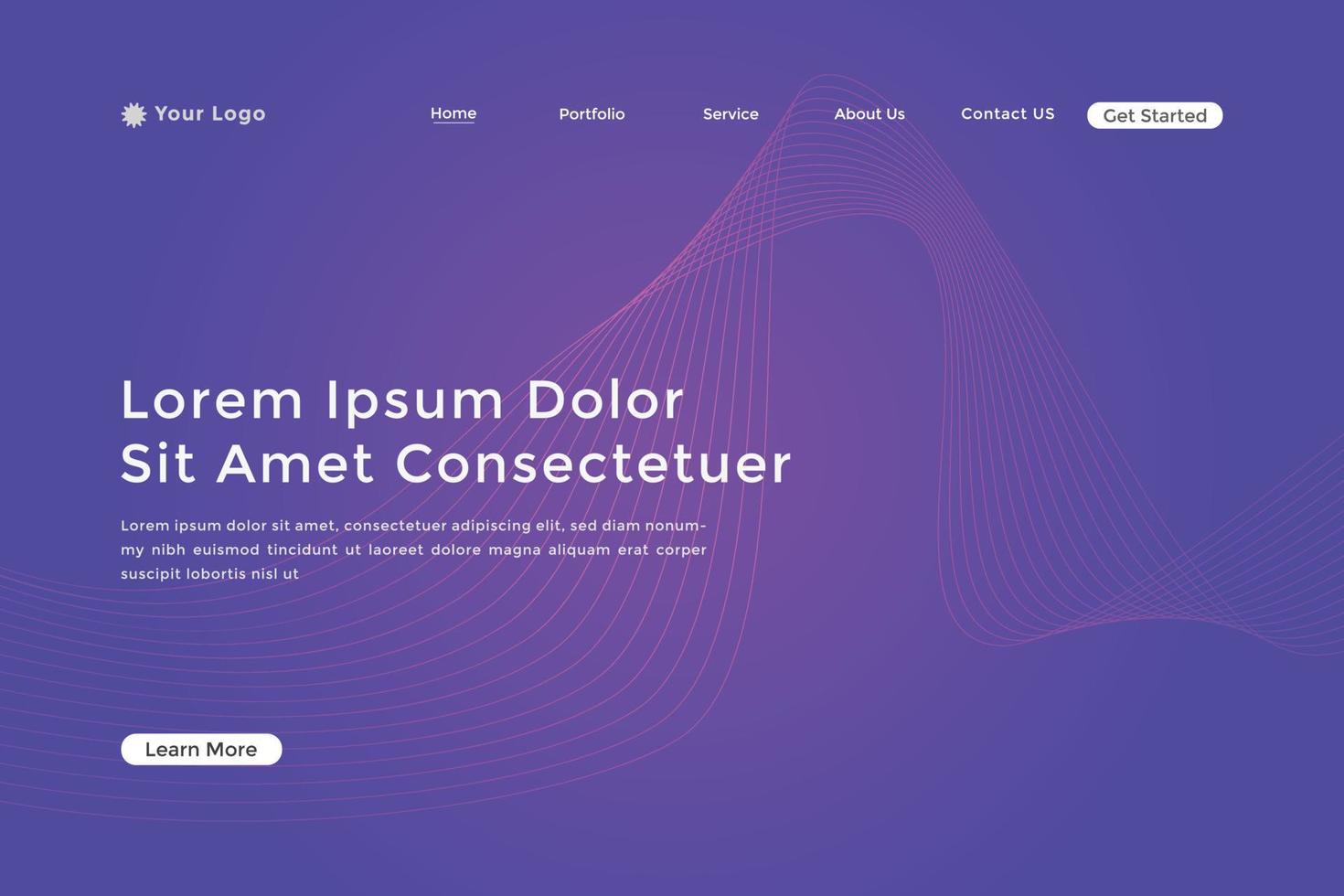 Abstract line wave radial gradient landing page. Modern colorful wavy line abstract landing page vector