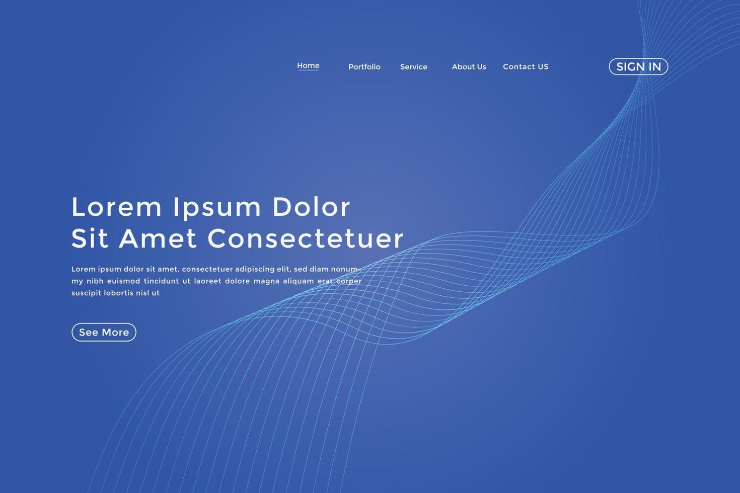 Abstract line wave radial gradient landing page. Modern colorful wavy line abstract landing page vector