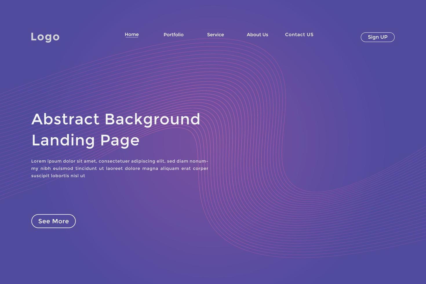 Abstract line wave radial gradient landing page. Modern colorful wavy line abstract landing page vector