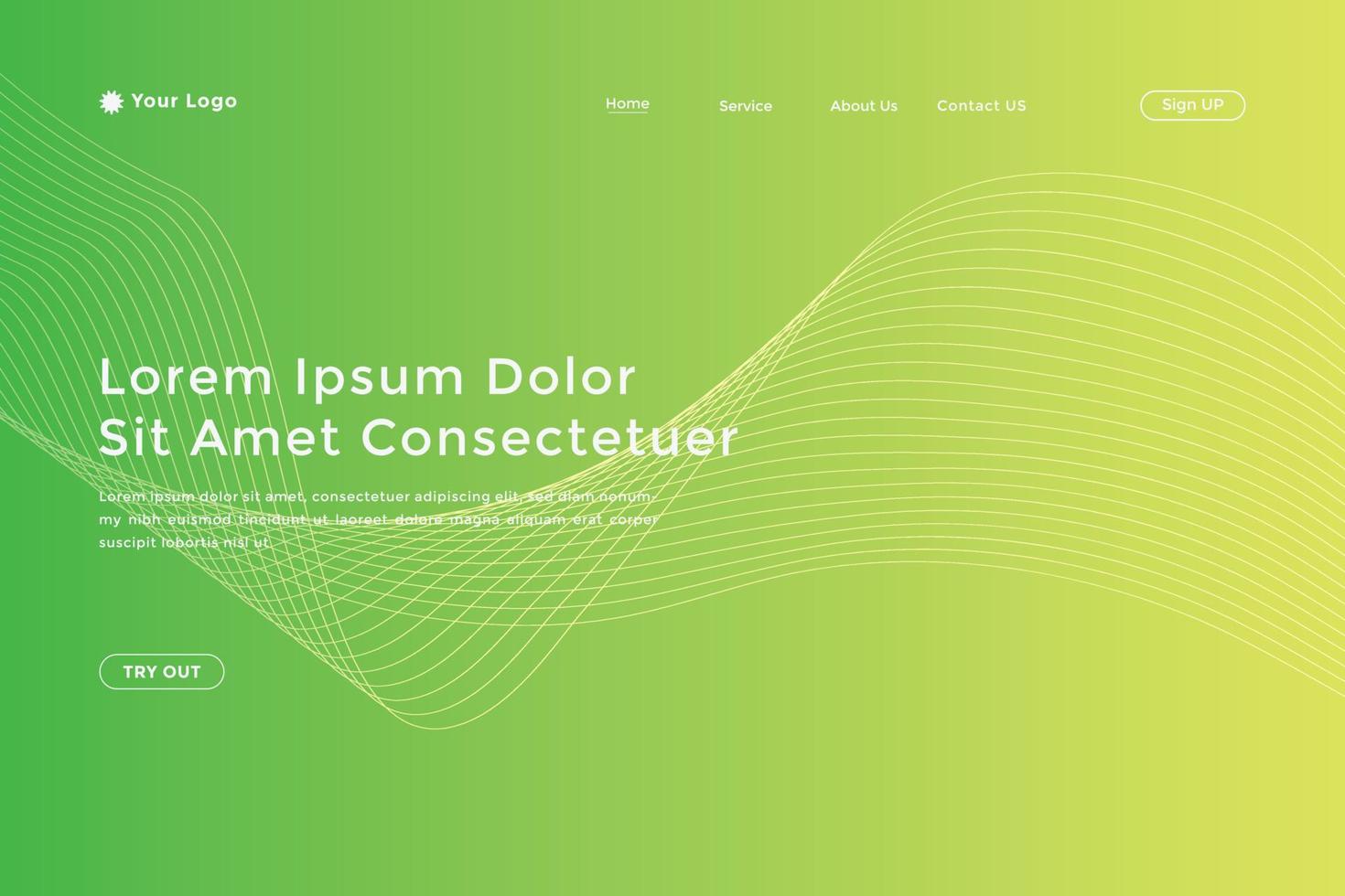 Abstract line wave gradient landing page. Modern colorful wavy line abstract landing page vector