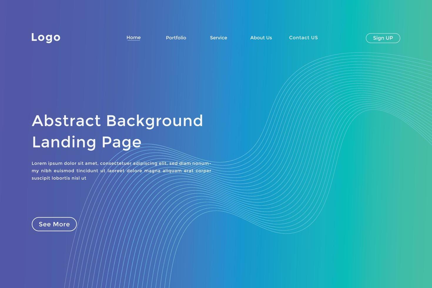 Abstract line wave gradient landing page. Modern colorful wavy line abstract landing page vector