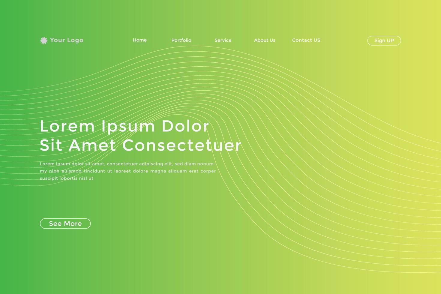 Modern colorful wavy line landing page Design. wave curve abstract landing page vector