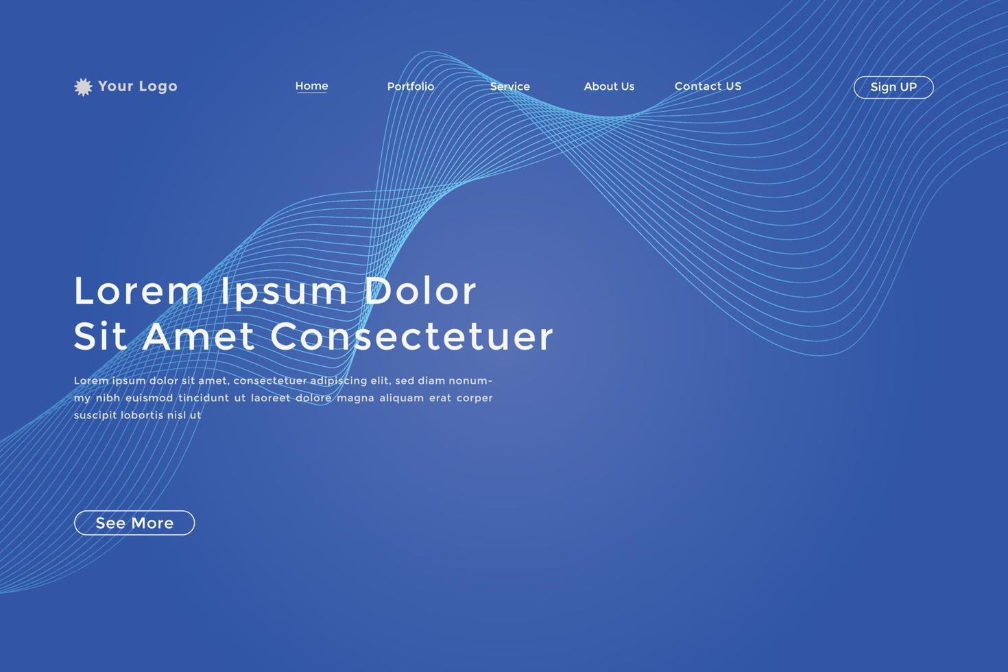 Abstract line wave gradient landing page. Modern colorful wavy line abstract landing page vector