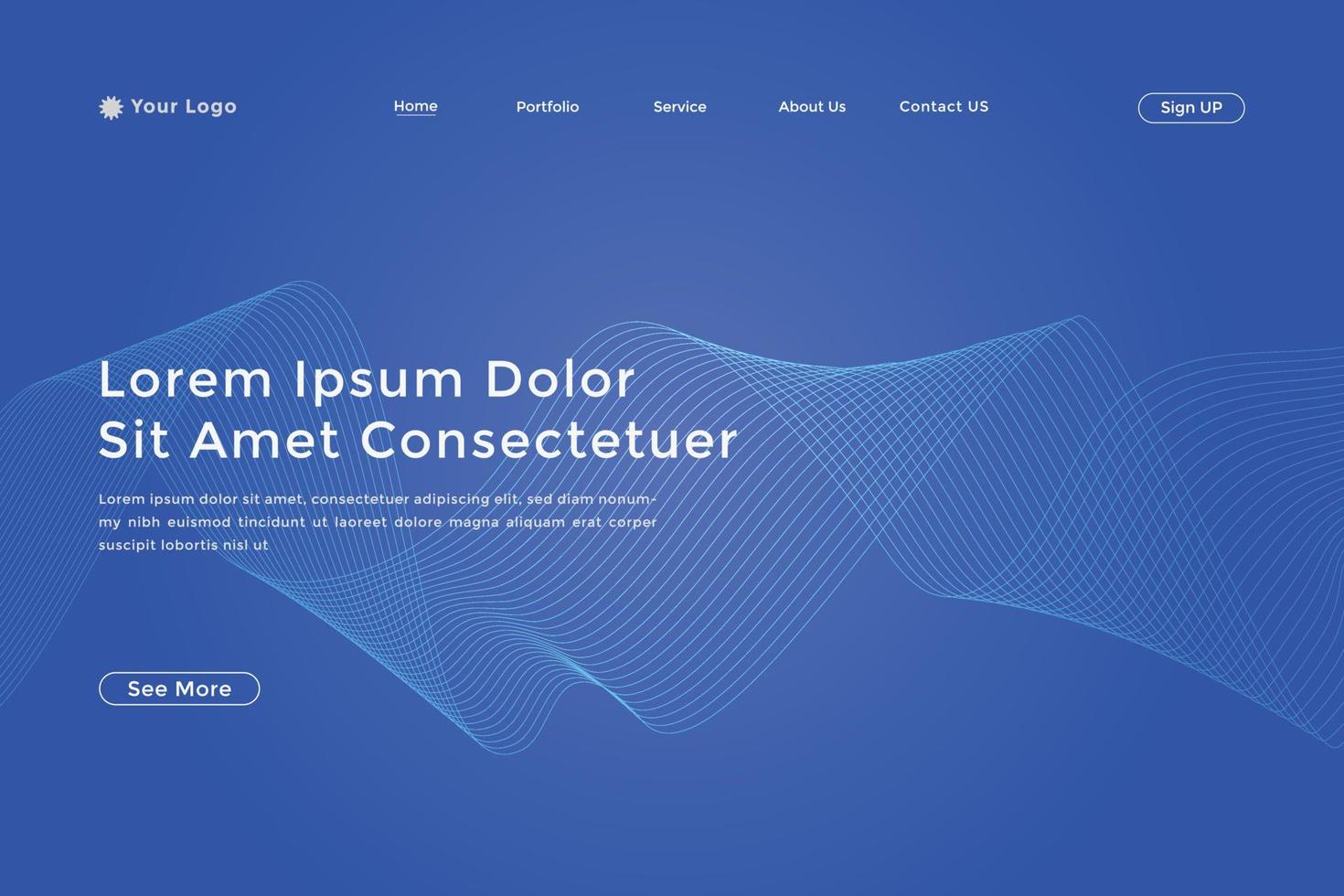 Abstract line wave gradient landing page. Modern colorful wavy line abstract landing page vector