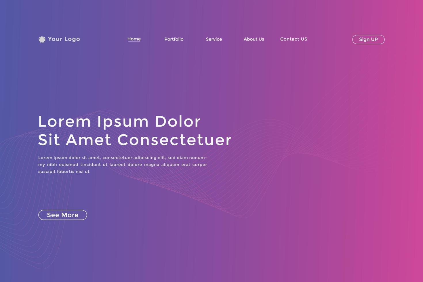 Modern colorful wavy line landing page Design. wave curve abstract landing page vector