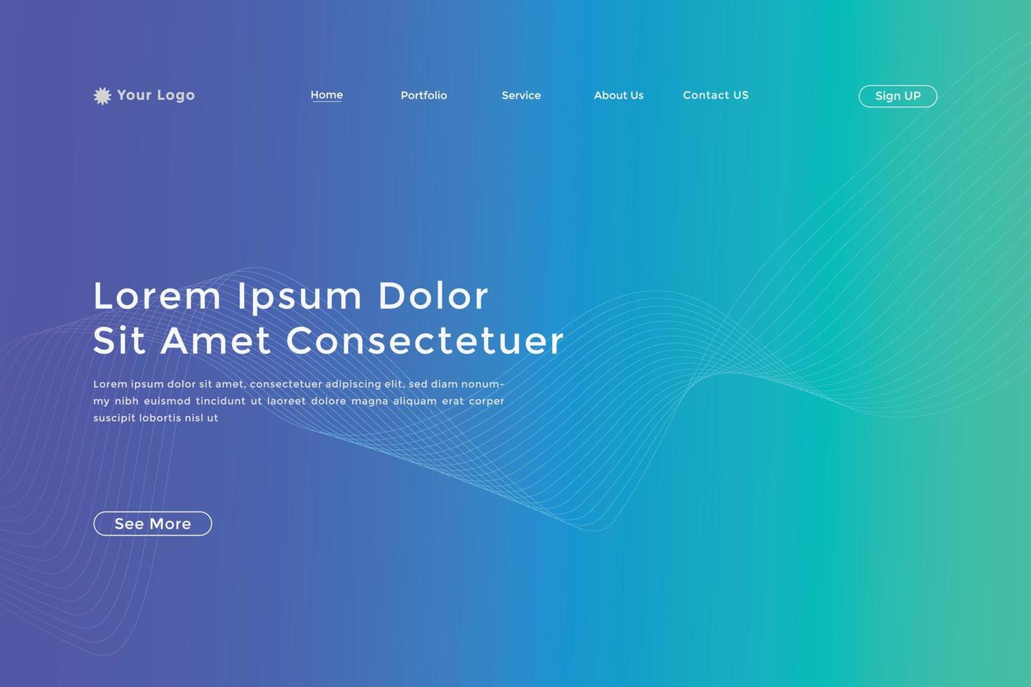 Modern colorful wavy line landing page Design. wave curve abstract landing page vector