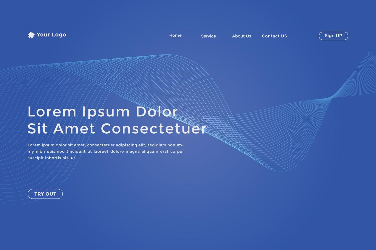 Abstract line wave gradient landing page. Modern colorful wavy line abstract landing page vector