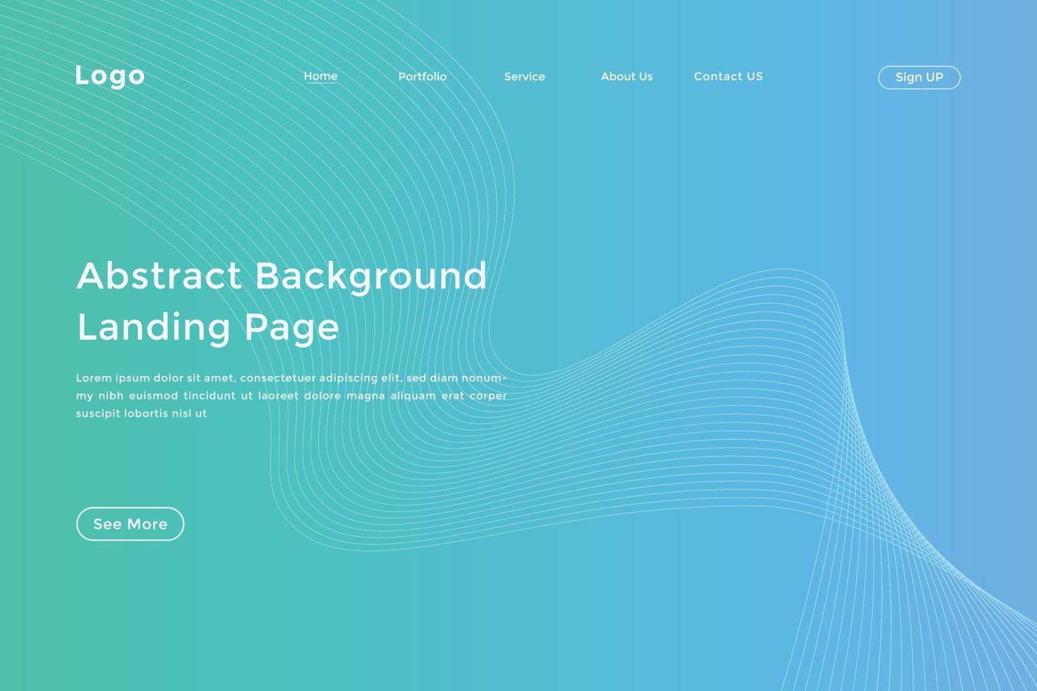 Abstract line wave gradient landing page. Modern colorful wavy line abstract landing page vector