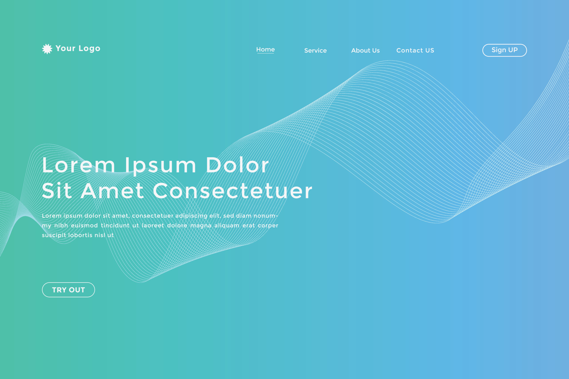 Modern colorful wavy line landing page Design. wave curve abstract ...