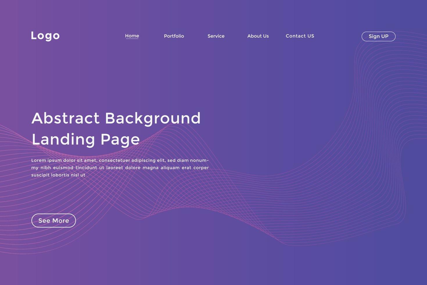Modern colorful wavy line landing page Design. wave curve abstract landing page vector
