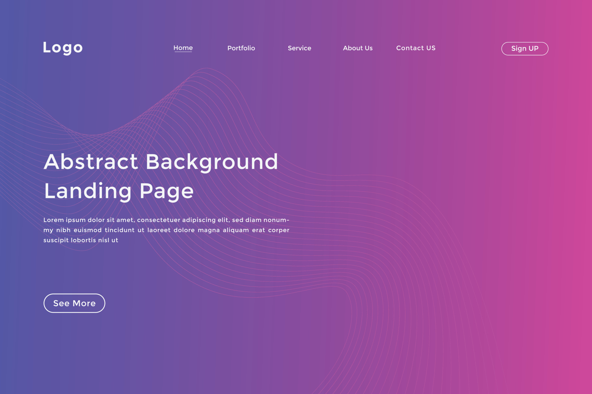 Abstract line wave gradient landing page. Modern colorful wavy line ...