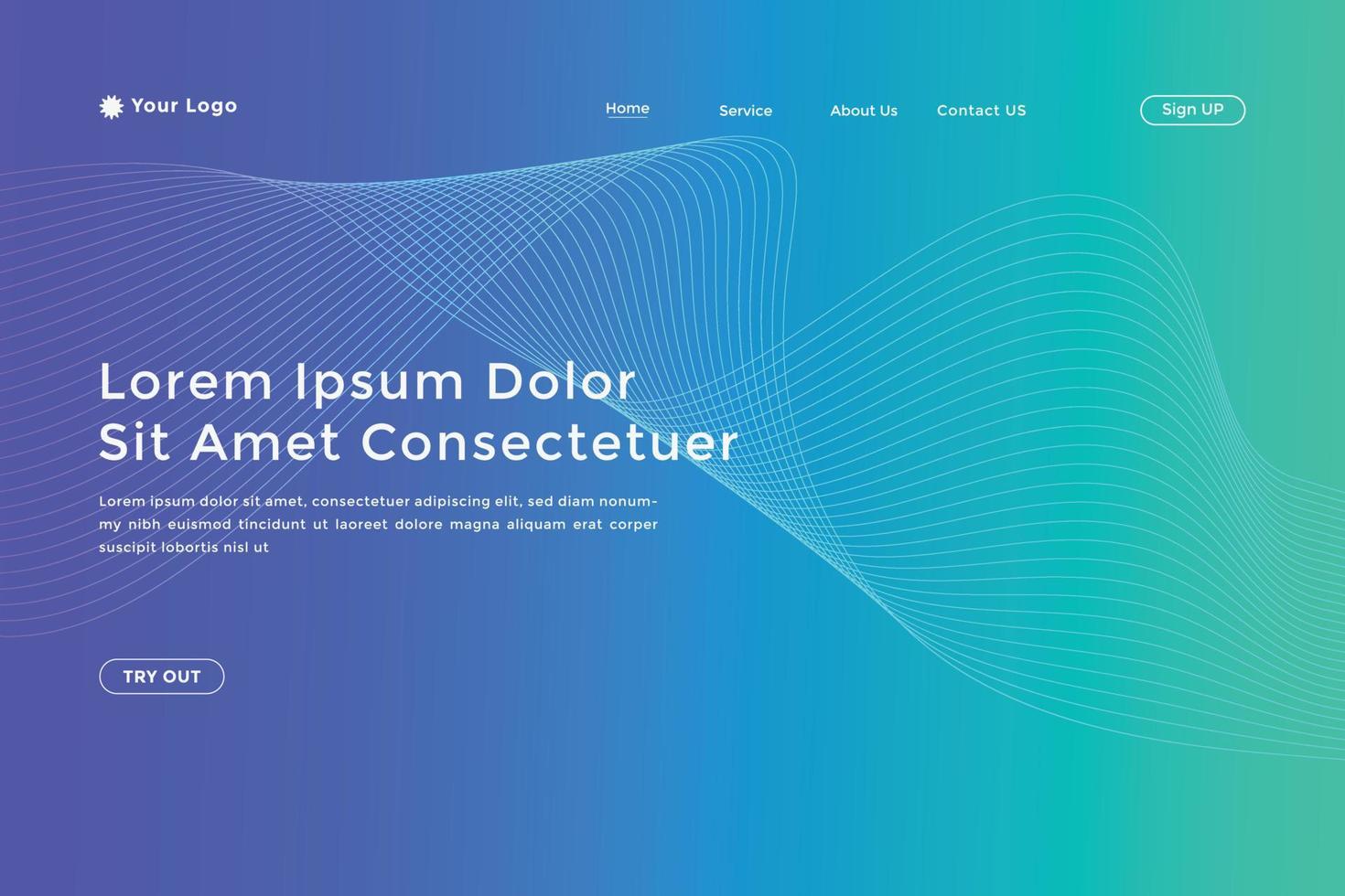 Modern colorful wavy line landing page Design. wave curve abstract ...