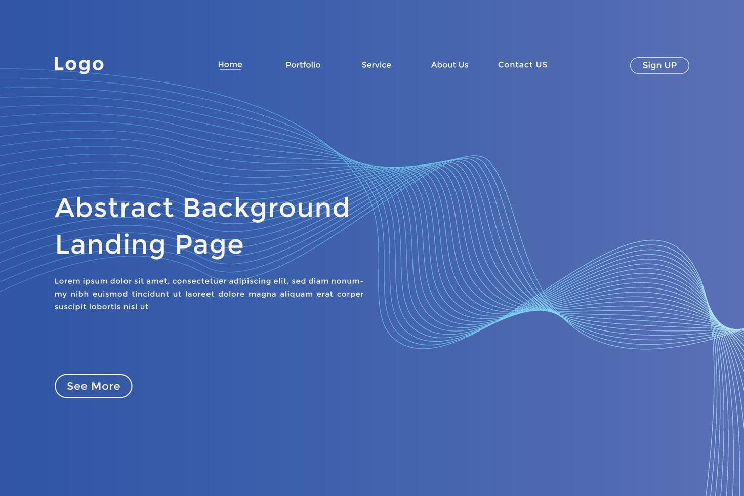 Abstract line wave blue linear gradient landing page. Modern colorful wavy line abstract landing page vector