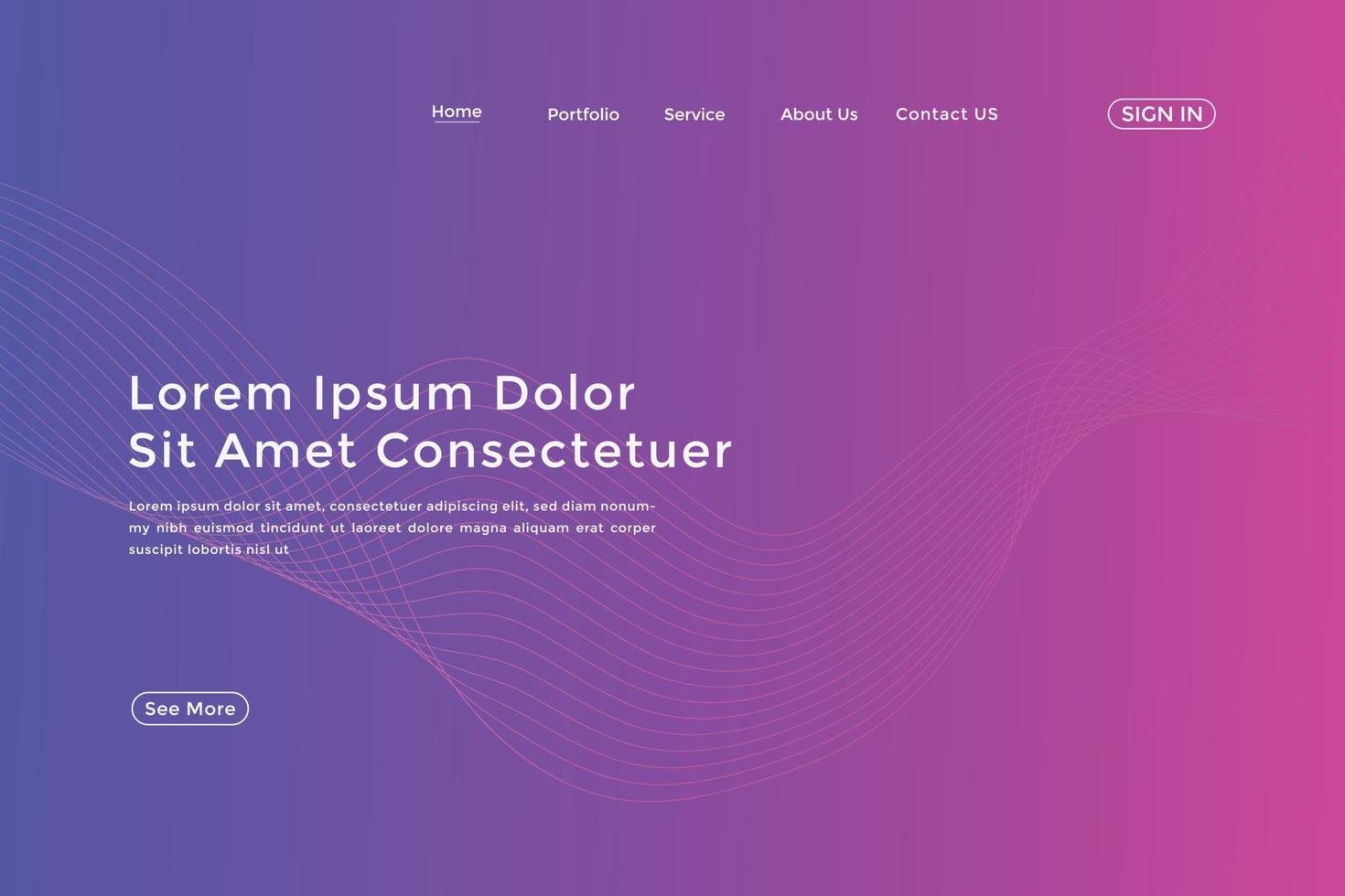 Abstract line wave gradient landing page. Modern colorful wavy line abstract landing page vector