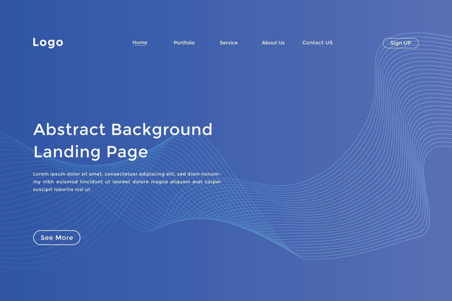 Abstract line wave blue linear gradient landing page. Modern colorful wavy line abstract landing page vector