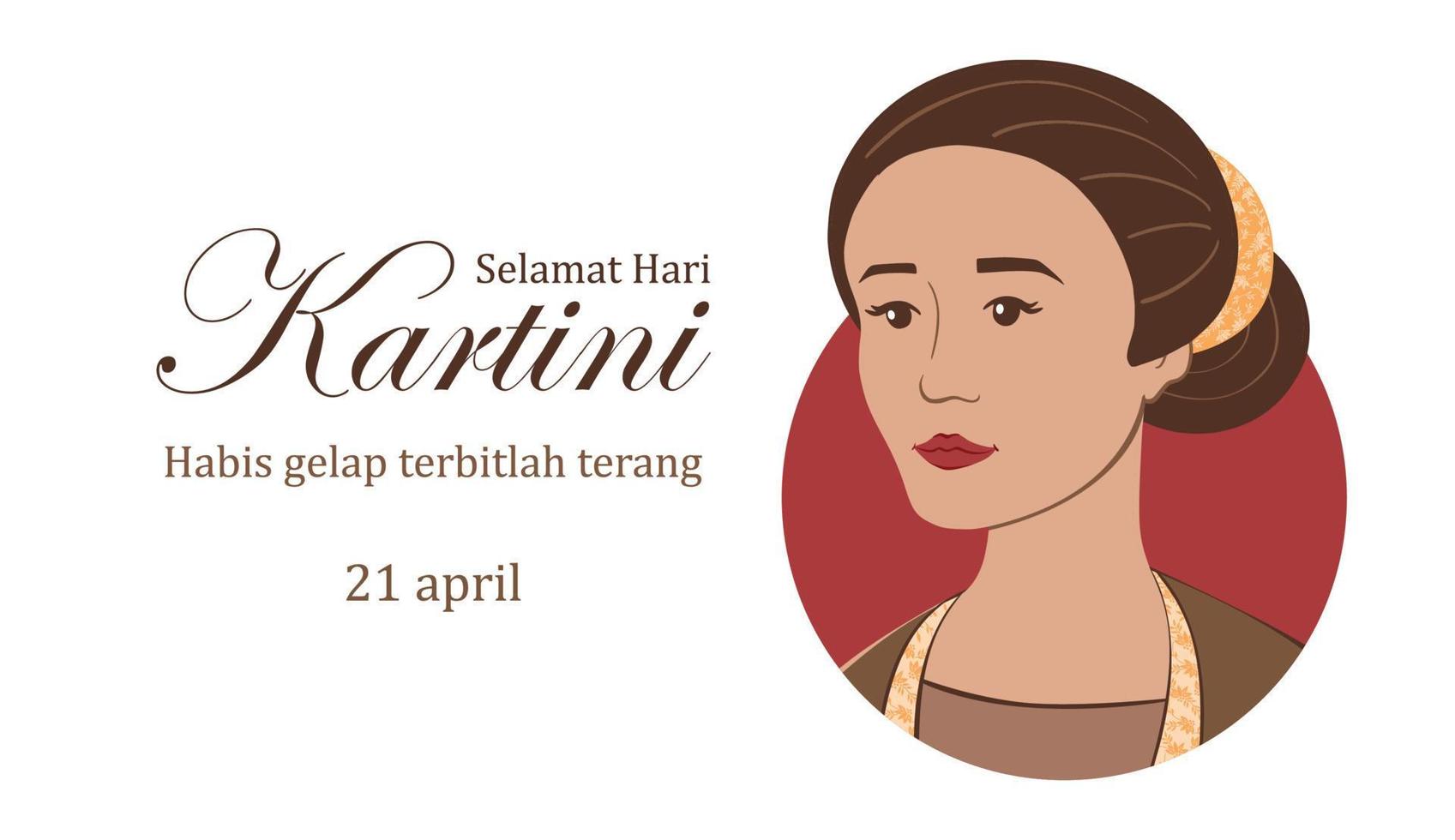 selamat hari kartini. traducción feliz día de kartini. vector