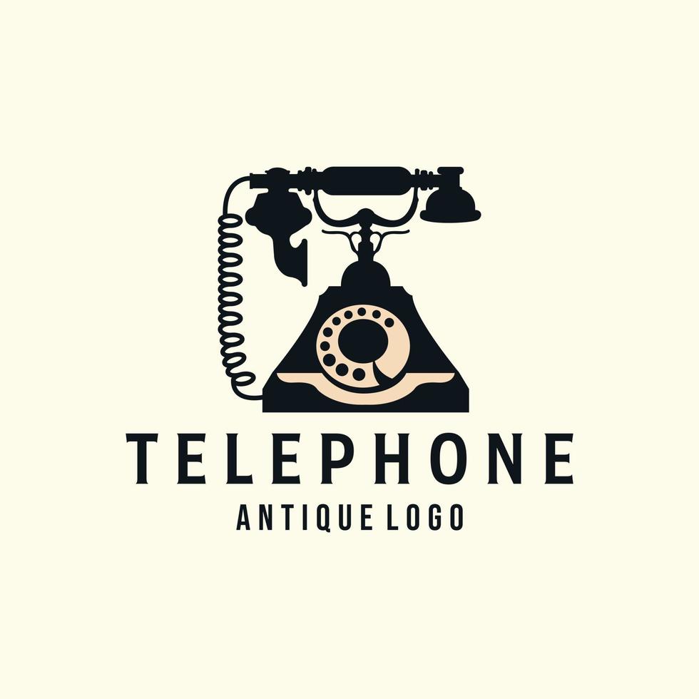 telephone antique vintage style logo vector template illustration design