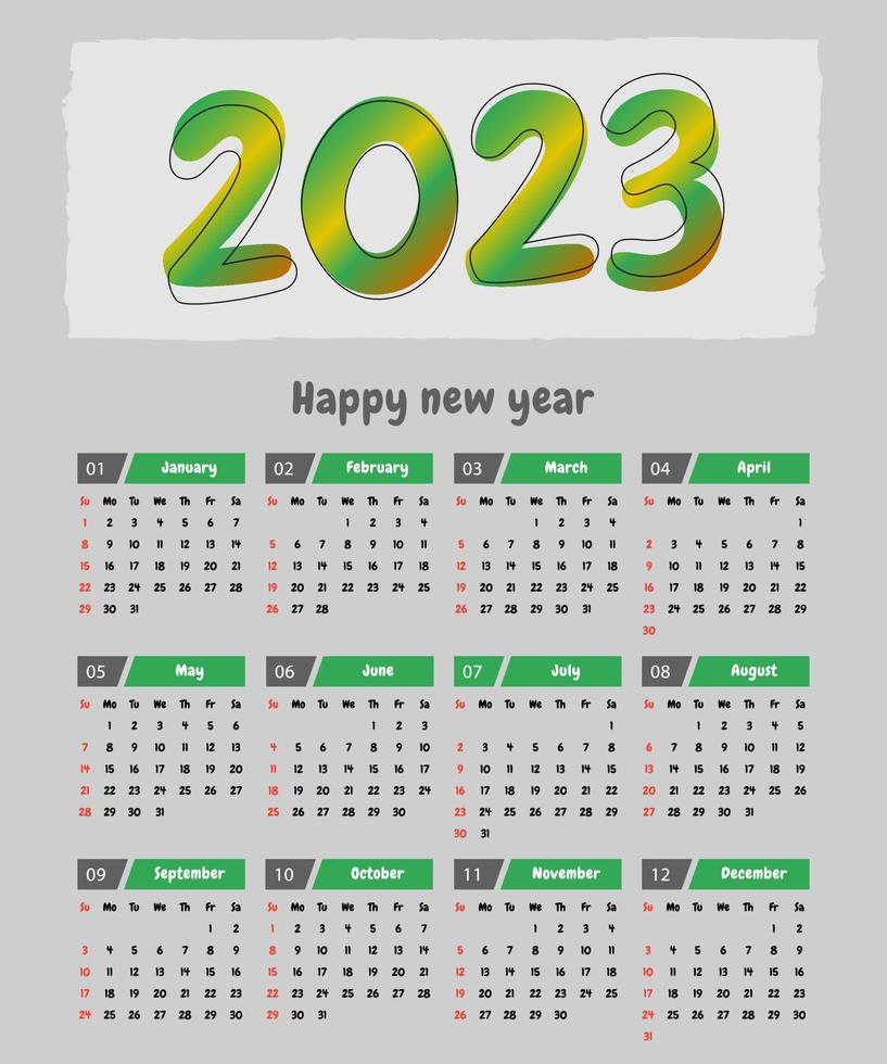 Calendar week start Sunday corporate design planner template. vector