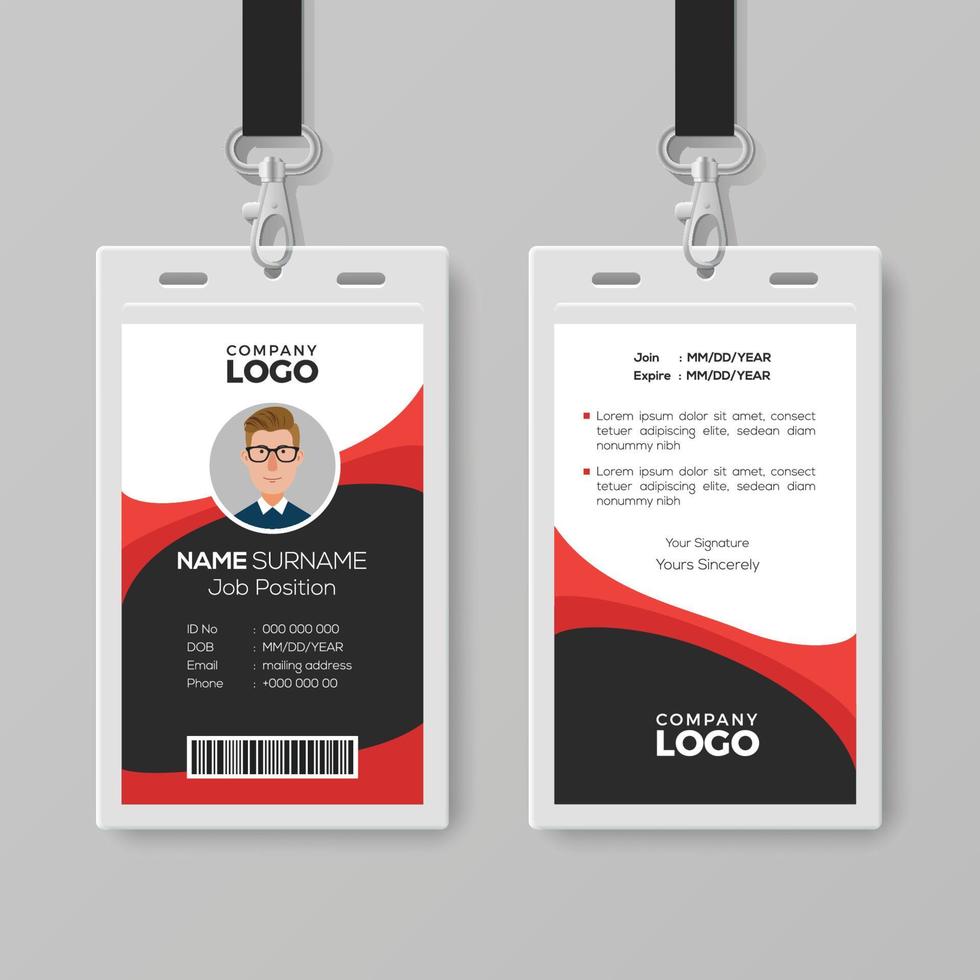 Professional ID Card with Red Details vector