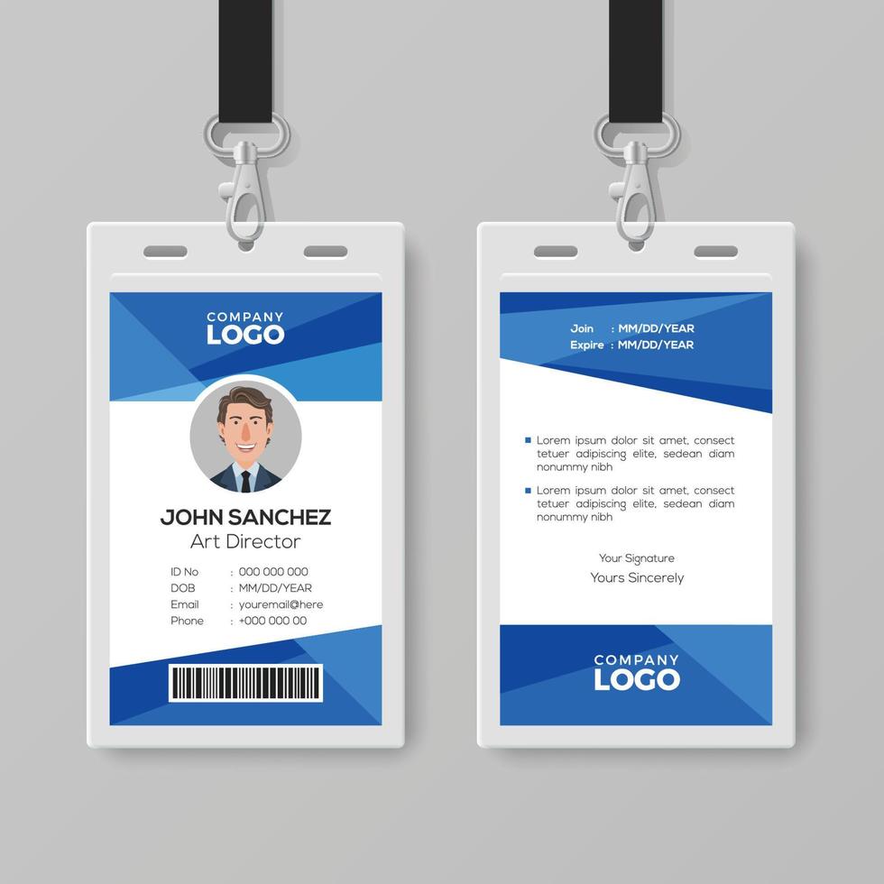 Abstract Blue ID Card Template vector