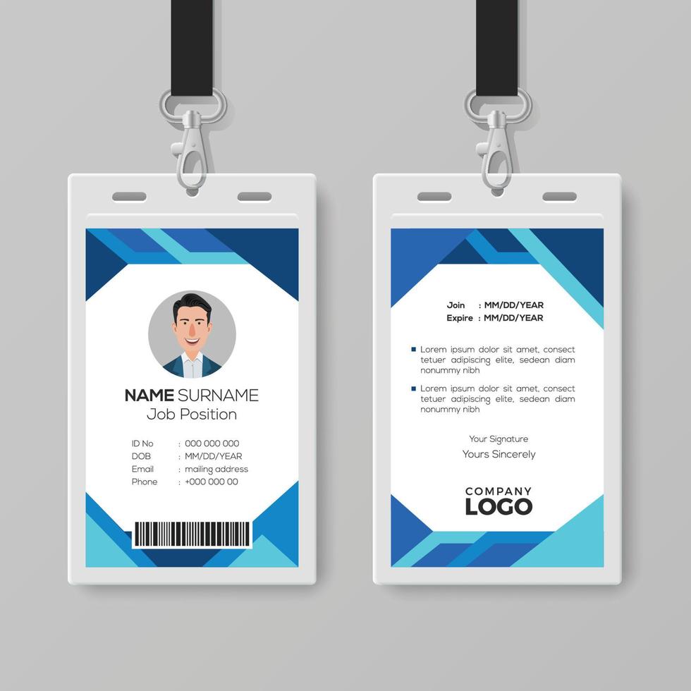 Modern Blue ID Card Design Template vector