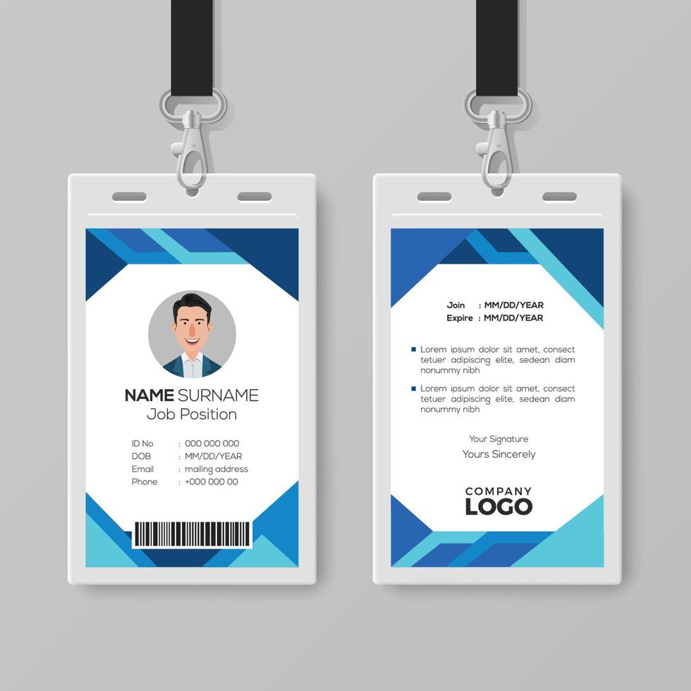 Modern Blue ID Card Design Template vector