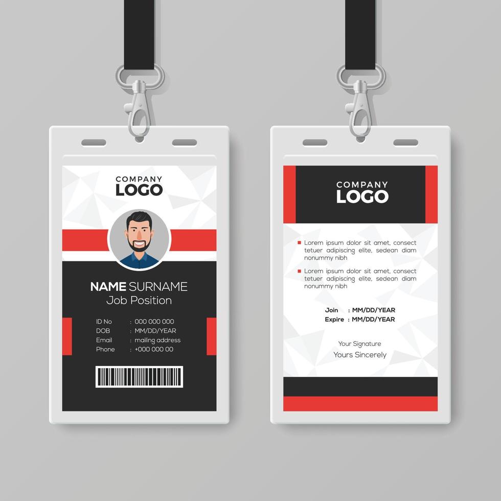 Professional ID Card with Red Details vector
