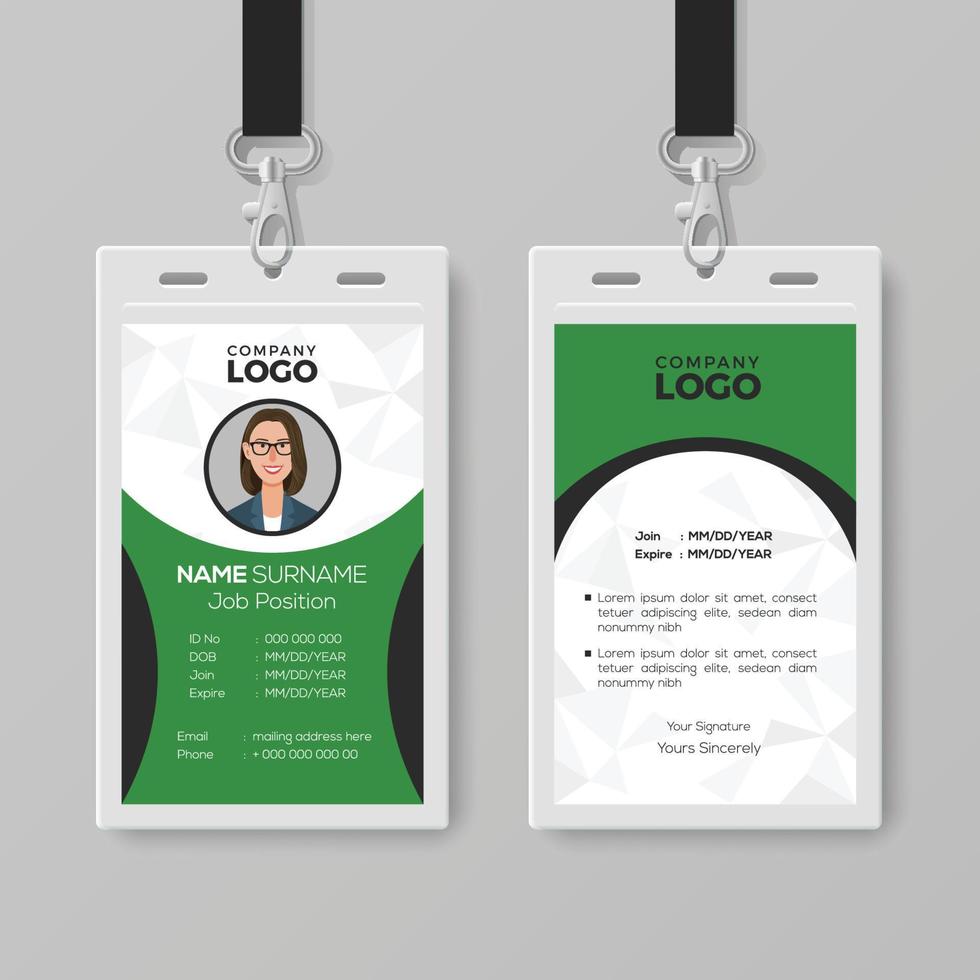 Elegant Green and White ID Card Template vector