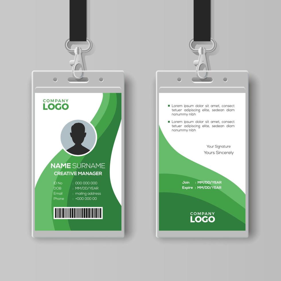 Abstract ID Card Template with Green Details vector
