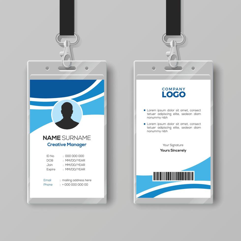 Corporate ID Card Template with Blue Details 14057758 Vector Art at ...