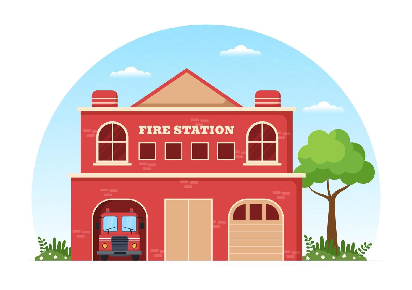 Fire Department with Firefighters Extinguishing House, Forest and Helping People in Various Situations in Flat Hand Drawn Cartoon Illustration vector