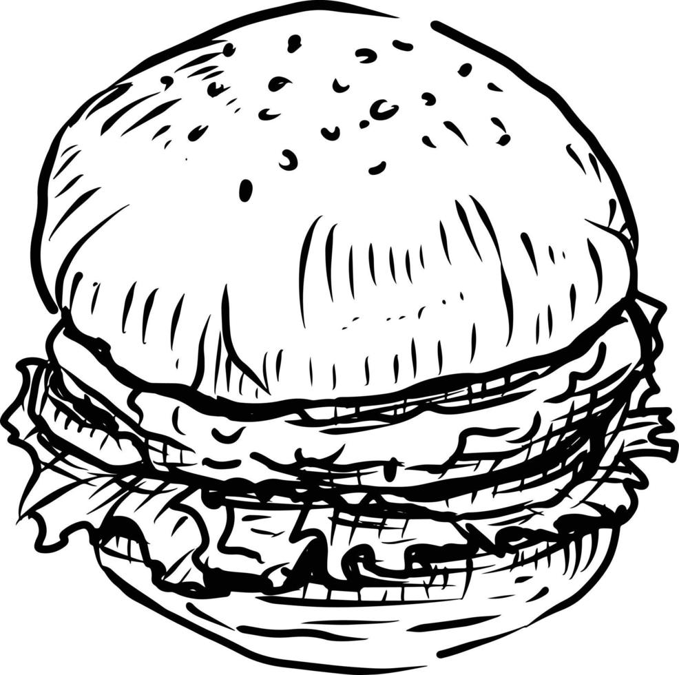 coincidencia de ilustración dibujada a mano de hamburguesa para su tienda o producto vector