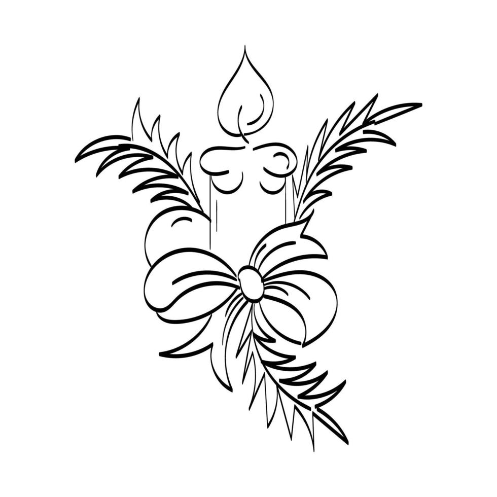 Hand Drawn outline Christmas Illustration. vector