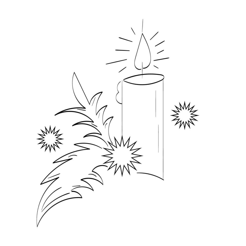 Hand Drawn outline Christmas Illustration. vector