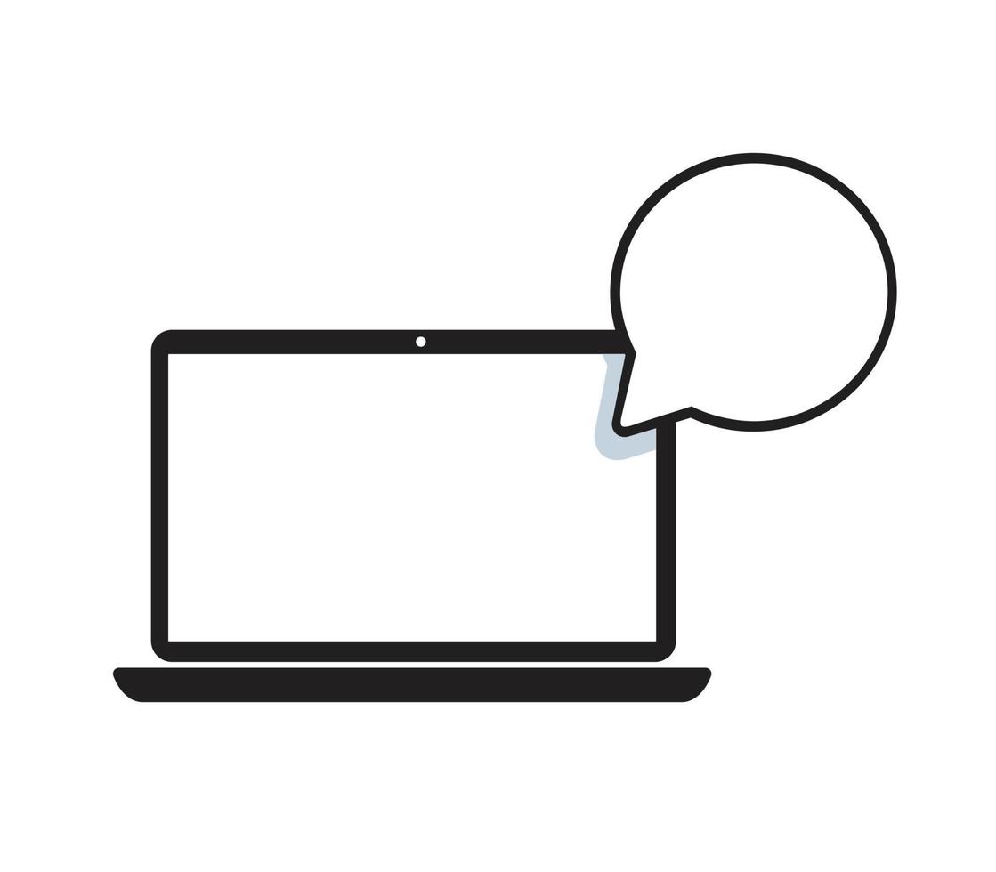 laptop computer with bubble chat vector