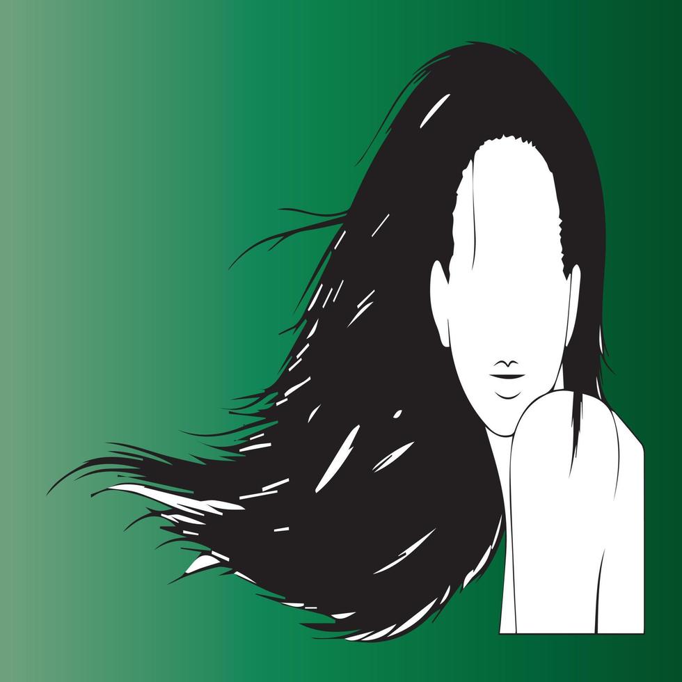 Woman design made on a green gradient background with specific lines and different shapes vector