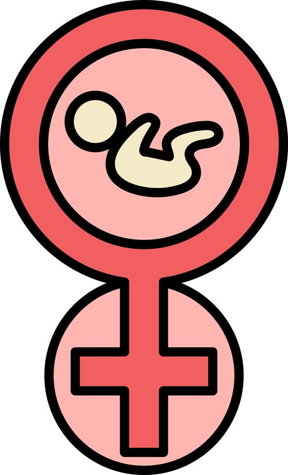 día de la mujer, género, icono de color de bebé vector