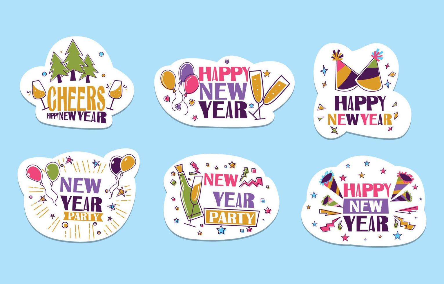 Happy New Year Greeting Chat Sticker vector