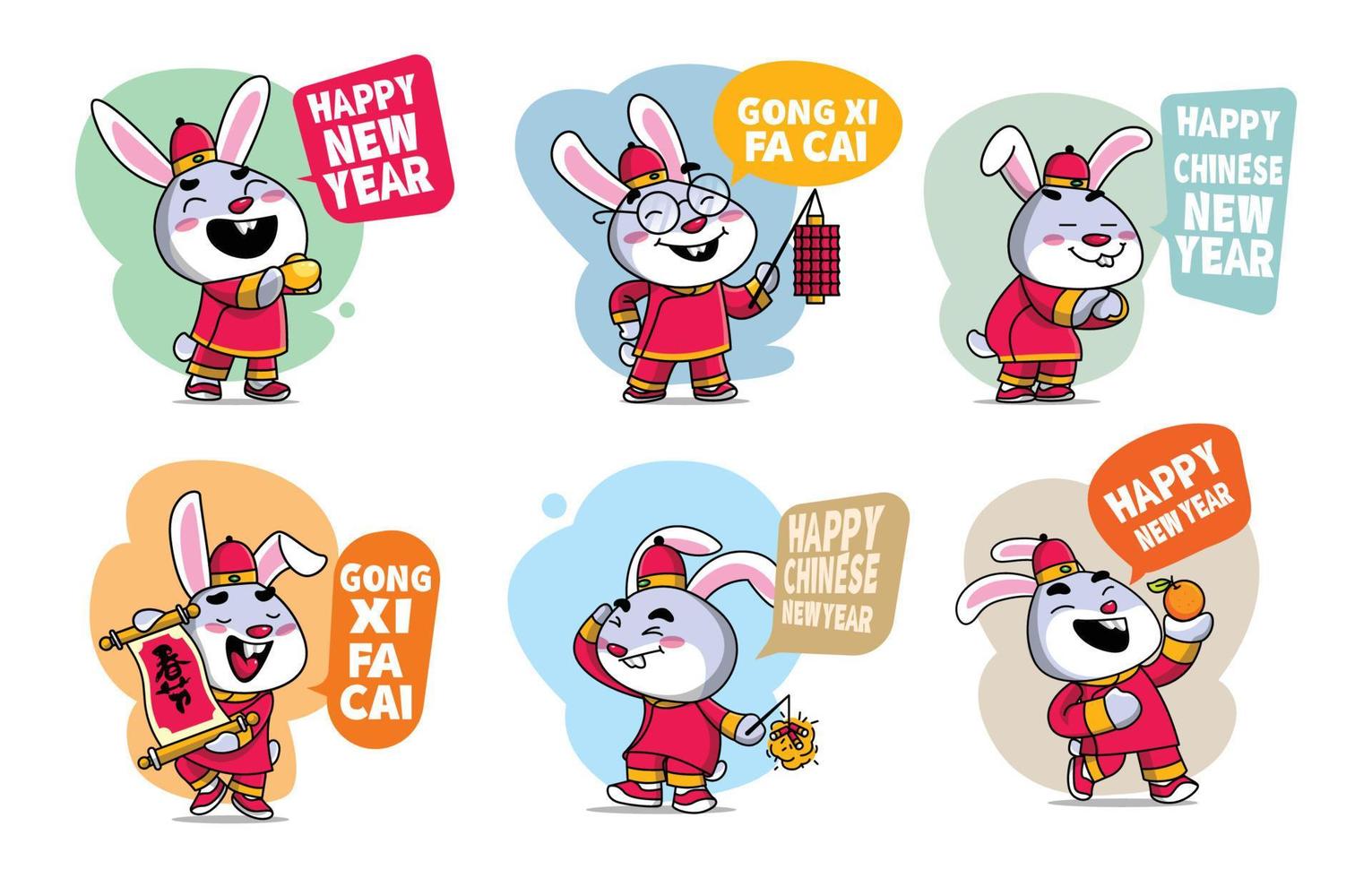 chat de pegatinas de año nuevo chino vector