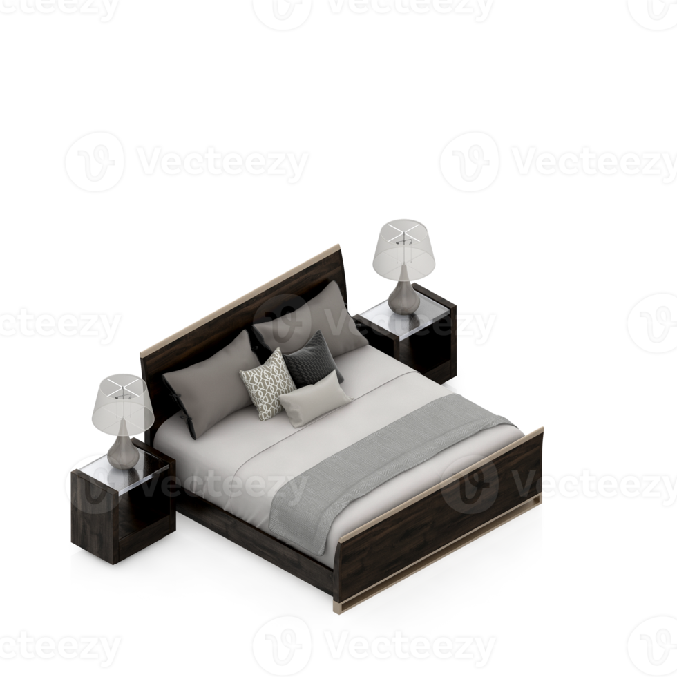 Isometric Bedroom 3D render png