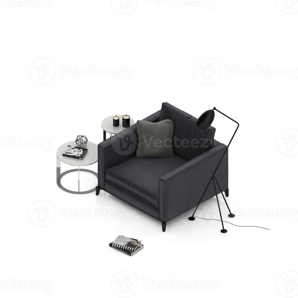 poltrona isométrica renderização 3d isolada png