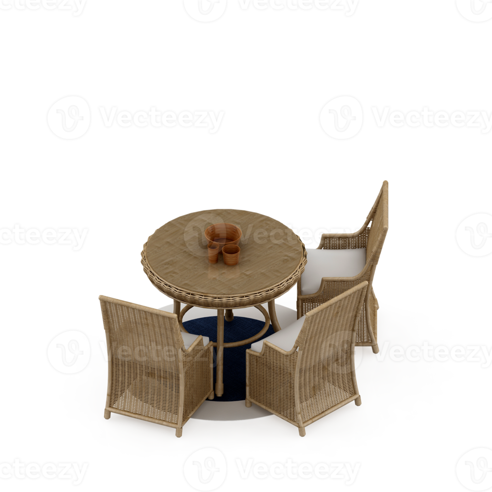 Isometric Table Set 3D render png