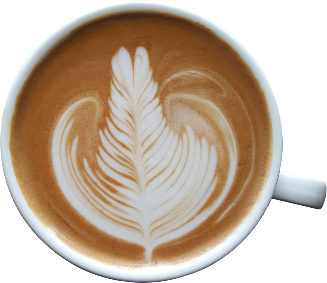 vue de dessus d'une tasse de café latte art. png